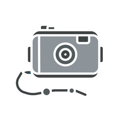 underwater camera black line icon for digital and print projects.