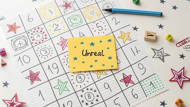 Colorful doodle chart mixing numbers and stars on paper