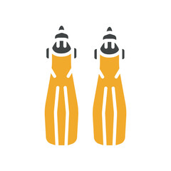 scuba fins black line icon for digital and print projects. © Backwoodsdesign
