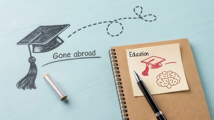 Concept sketch of graduation cap and brain with learning goals