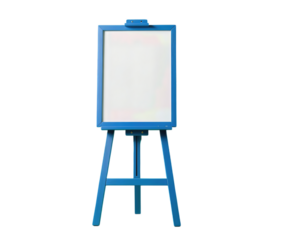 Blue wooden easel with a blank canvas