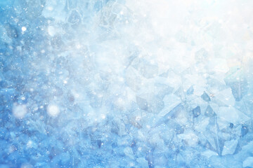 winter blue background ice frozen texture on the window