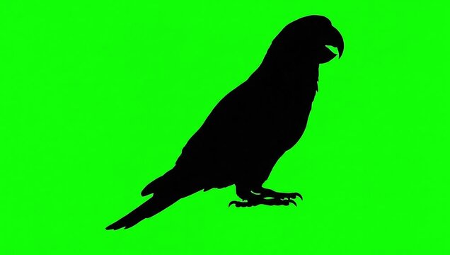Green Screen Parrot Silhouette Standing Bird Video for Chroma Key Wildlife Footage and VFX Editing