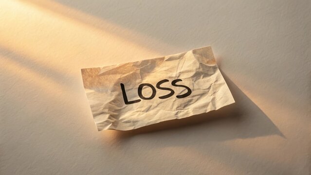 Crumpled receipt labeled Loss representing financial decline