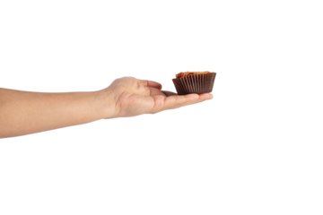 Toffee cake, a close up of homemade caramel nut chocolate cake bakery isolated on transparent background.