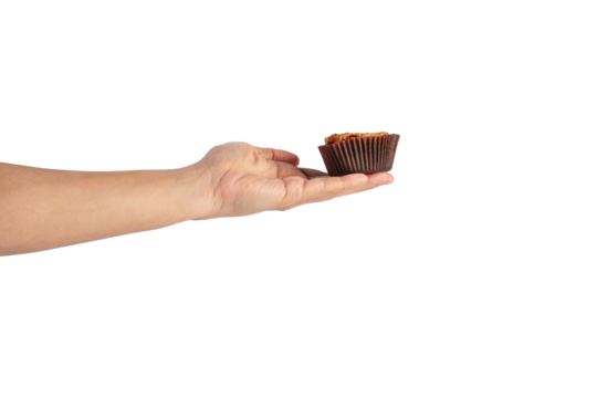 Toffee cake, a close up of homemade caramel nut chocolate cake bakery isolated on transparent background. - Powered by Adobe