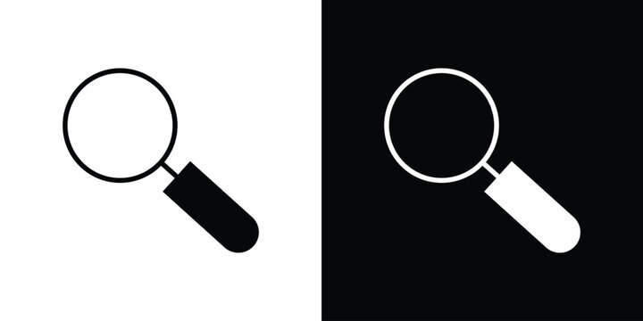 Loupe icon in glyph shilhouette black and white colors