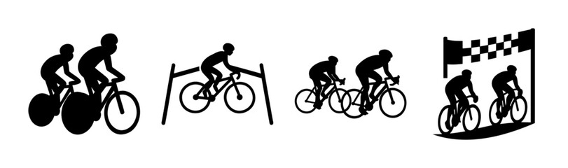 Obraz premium Cycling race silhouette set depicting competitive sports event