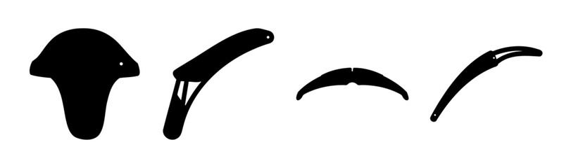 Abstract black silhouettes: diverse shapes on white background