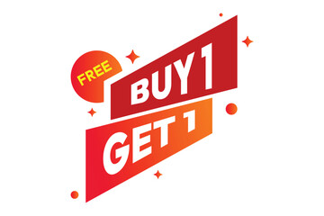 Buy 1 get 1 free ribbon banner, special offer discount tag vector for retail sale promotion
