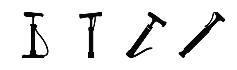 Air pump silhouettes: floor, hand, and portable inflators.