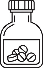 Medicine bottle with pills line icon for health pharmacy and medical care