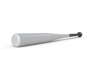 3D baseball bat mockup isolated on white background. Sports equipment stick, player base equipment clipart. Wooden vintage tool, american field sport game or Ads sports