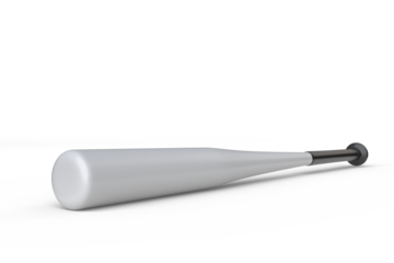 3D baseball bat mockup isolated on white background. Sports equipment stick, player base equipment clipart. Wooden vintage tool, american field sport game or Ads sports