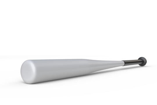 3D baseball bat mockup isolated on white background. Sports equipment stick, player base equipment clipart. Wooden vintage tool, american field sport game or Ads sports