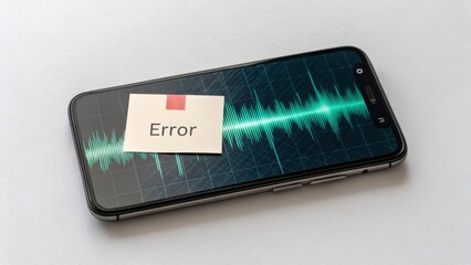 Smartphone showing a waveform glitch with an error message