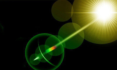 Abstract, green light, burst, black background, Abstract, green light, burst, black background, Bright green lens flares on black background