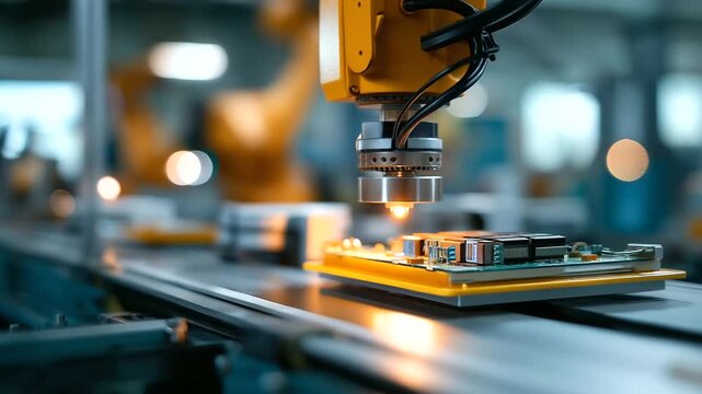 Close up of battery management system installation circuit boards and wiring visible EV electronics integration BMS technology automated assembly robotic precision work