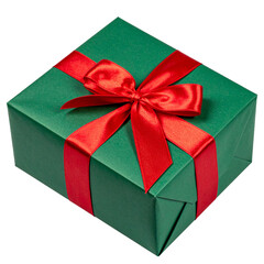 Festive Gift with Red Bow: A vibrantly wrapped present, adorned with a luxurious red bow, symbolizes the spirit of generosity, joy, and the excitement of giving.
