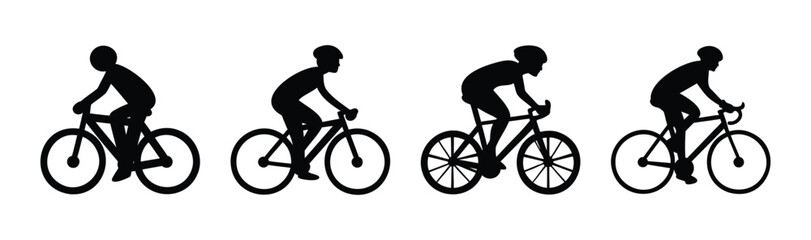 Naklejka premium Diverse bicycle riders silhouettes cycling vector icons set