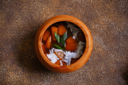 Bowl of jenang pati or starch porridge dessert 