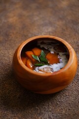 bowl of tapioca porridge or jenang pati in Bahasa 