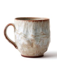 Handcrafted ceramic mug with subtle uneven glazing and hand-carved texture