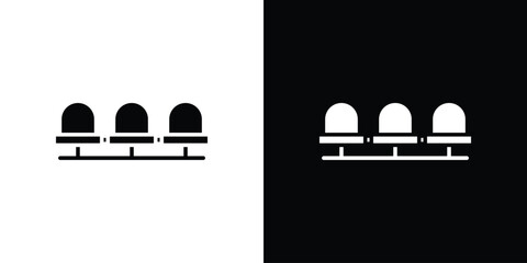 Seats icon in glyph shilhouette black and white colors