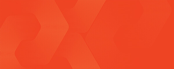 Abstract orange background with glowing geometric lines. Modern shiny yellow hexagon lines pattern. Technology futuristic concept. Suit for poster, banner, brochure, cover, vector