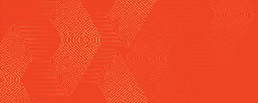 Abstract orange background with glowing geometric lines. Modern shiny yellow hexagon lines pattern. Technology futuristic concept. Suit for poster, banner, brochure, cover, vector