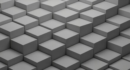 Monochromatic arrangement of gray cubes in a staggered geometric pattern