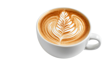 Hot morning latte isolated on transparent background