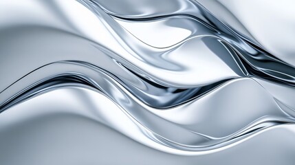 Abstract Metallic Waves Dynamic Liquid Metal Surface Texture Background Curving Shining Silver Metal Design Futuristic and Modern Aesthetic