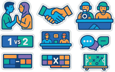 Colorful flat design icons of communication and teamwork concepts