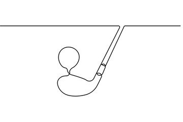 Golf club and ball minimal continuous line artwork in elegant outline vector illustration
