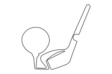 Golf club and ball minimal continuous line artwork in elegant outline vector illustration
