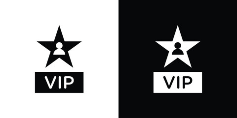 VIP person icon in glyph shilhouette black and white colors