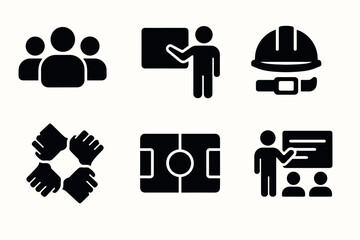 Business and teamwork icon set for presentations and projects