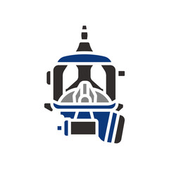 full face mask black line icon for digital and print projects.