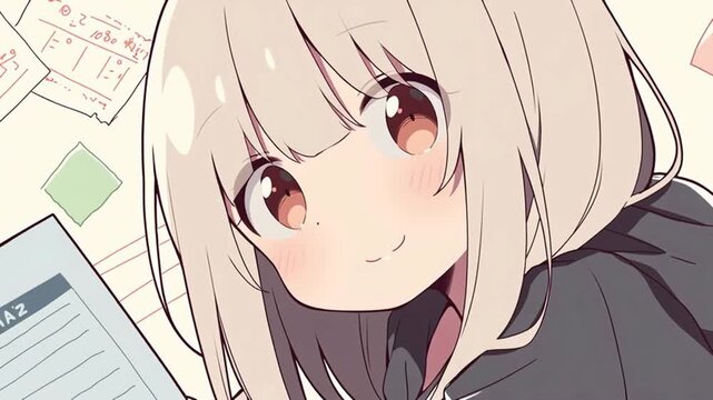 収支報告をするアニメ調の美少女