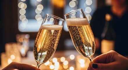Celebrate with champagne cheers glasses at party event for new year or special occasion moment together