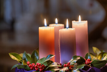 Christmas candles lit