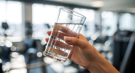 Staying hydrated after workout drinking water at gym fitness health wellness lifestyle concept