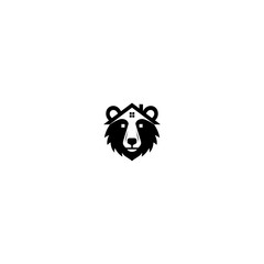 Bear head logo with house roof conceptual symbol design isolated