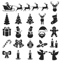Festive Christmas Spirit with Santa, Reindeer, and Holiday Icons, Perfect for Spreading Joy and Cheer, Ideal for Holiday Greetings and Celebrations, Vector Graphics