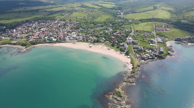 Aerial view of Black sea coast near village of Lozenets, Burgas Region, Bulgaria 
