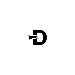 Elegant black letter d logo with wing design on white background