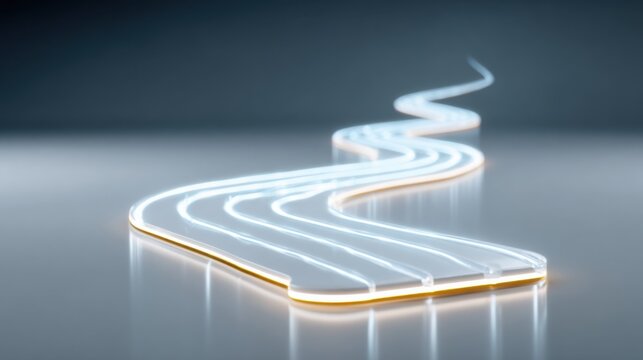 Smartphone displaying a curved road illustration representing corporate efficiency in a conceptual visual roadmap