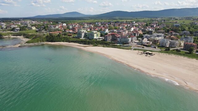 Aerial view of Black sea coast near village of Lozenets, Burgas Region, Bulgaria 