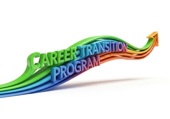 Colorful career transition program text isolated on white background